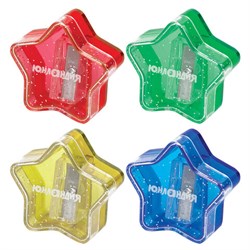 Точилка ЮНЛАНДИЯ "Звездочка", с контейнером, пластиковая, корпус ассорти, 228453 - фото 11062573