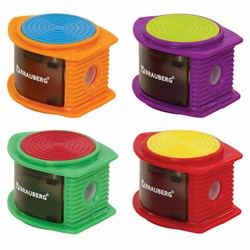 Точилка BRAUBERG "Flash", с контейнером, пластиковая, корпус ассорти, 228472 - фото 11062771