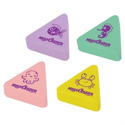 Ластик ЮНЛАНДИЯ "Морские обитатели", 27х27х9мм, цвет ассорти, треугольный, 228714 - фото 11064179