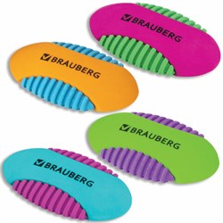 Ластик BRAUBERG "Mix S", 58х33х13 мм, цвет ассорти, 228724 - фото 11064276