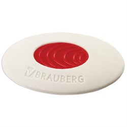Ластик BRAUBERG "Oval PRO", 40х26х8 мм, овальный, красный пластиковый держатель, 229560 - фото 11067843