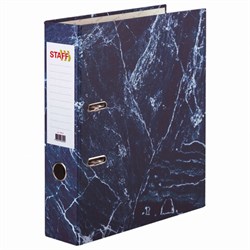 Папка-регистратор STAFF "Basic" БЮДЖЕТ с мраморным покрытием, 70 мм, без уголка, синяя, 229618 - фото 11068341