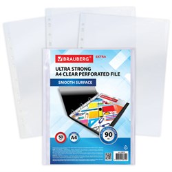 Папки-файлы перфорированные А4 BRAUBERG "EXTRA 900", КОМПЛЕКТ 50 шт., гладкие, ПЛОТНЫЕ, 90 мкм, 229670 - фото 11068472