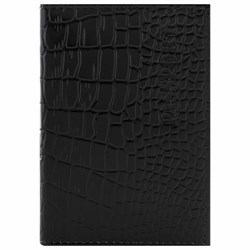 Обложка для паспорта натуральная кожа крокодил, "PASSPORT", черная, BRAUBERG, 237185 - фото 11076601