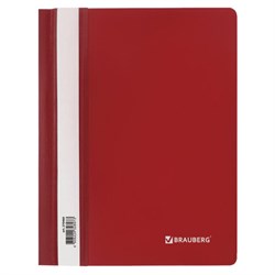 Скоросшиватель пластиковый МАЛОГО ФОРМАТА (160х228 мм), А5, BRAUBERG, 130/180 мкм, красный, 270460 - фото 11082907
