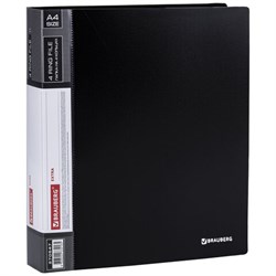 Папка на 4 кольцах, ширина 40 мм, BRAUBERG EXTRA, до 300 листов, ЧЕРНАЯ, 0,8 мм, 270547 - фото 11083151