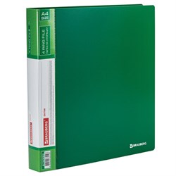 Папка на 4 кольцах, ширина 40 мм, BRAUBERG EXTRA, до 300 листов, ЗЕЛЕНАЯ, 0,8 мм, 270550 - фото 11083175