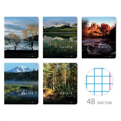 Тетрадь А5 48 л. АЛЬТ скоба, клетка, глянцевый лак, "Природа" (5 видов), 7-48-028 - фото 11098566