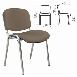Стул для персонала и посетителей "ИЗО", хромированный каркас, ткань бежевая С-39 - фото 11111635