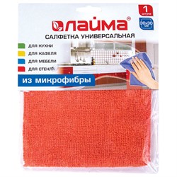 Салфетка из МИКРОФИБРЫ универсальная 30х30 см, оранжевая, 220 г/м2, LAIMA, 601242 - фото 11121325