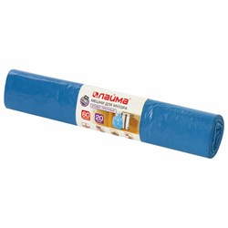 Мешки для мусора 60 л синие в рулоне 20 шт. особо прочные, ПВД 30 мкм, 60х70 см, LAIMA, 601382 - фото 11121460