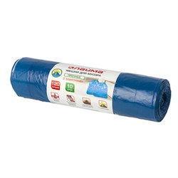 Мешки для мусора с завязками 120 л. синие, в рулоне 10 шт., прочные, ПВД 35 мкм, 67х90 см, LAIMA, 601399 - фото 11121563