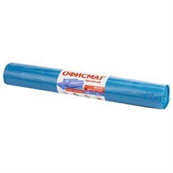 Мешки для мусора 120 л синие в рулоне 10 шт. особо прочные, ПВД 40 мкм, 70х110 см, ОФИСМАГ, 602929 - фото 11123431