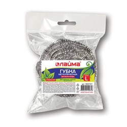 Губка (мочалка) металлическая, спиральная, 50 г, БОЛЬШАЯ, для посуды, гриля, плиты, LAIMA, 603101 - фото 11123628