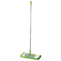 Швабра с флаундером 40 см, телескопический черенок 70-120 см, еврорезьба, МОП из микрофибры букли "СИНЕЛЬ" (ТИП К), ЛЮБАША, 603602 - фото 11123787