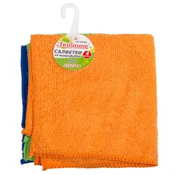 Салфетки из МИКРОФИБРЫ 25х25 см, КОМПЛЕКТ 4 шт. (2 стандарт, 2 клетка), 180 г/м2, ЛЮБАША, 603936 - фото 11124270