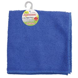Салфетка из МИКРОФИБРЫ универсальная 30х30 см, синяя, 180 г/м2, ЛЮБАША ЭКОНОМ, 603949 - фото 11124323
