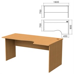Стол письменный эргономичный "Монолит", 1600х900х750 мм, правый, цвет бук бавария, СМ6.1 - фото 11137024