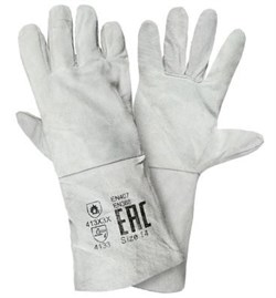 Краги спилковые серые без подкладки - фото 11166252