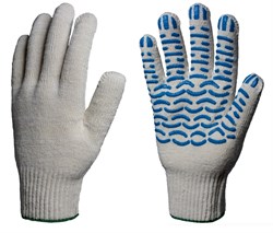 Перчатки х/б 10кл. ЛЮКС с ПВХ ВОЛНА 51-53гр. 150текс, белые (10 пар) - фото 11175216