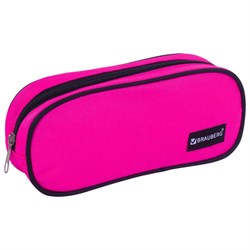 Пенал-косметичка BRAUBERG овальный, полиэстер, "Pink", 22х9х5 см, 229270 - фото 11184638