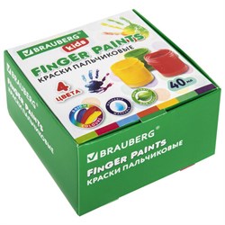 Краски пальчиковые для малышей от 1 года, 4 цвета по 40 мл, BRAUBERG KIDS, 192278 - фото 11206616