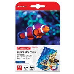 Фотобумага глянцевая, А4, 90 г/м2, односторонняя, 100 листов, BRAUBERG ORIGINAL, 363978 - фото 11215277