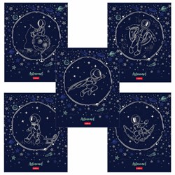 Тетрадь А5 48 л. HATBER скоба, клетка, матовая ламинация, 3D, "Астронавт" (5 видов в спайке), 48Т5лофВ1 - фото 11216392