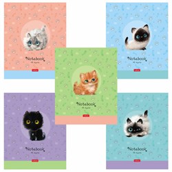 Тетрадь А5 48 л. HATBER скоба, клетка, обложка картон, "Кошарики" (микс в спайке), 075302, 48Т5В1 - фото 11216447