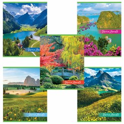 Тетрадь А5, 48 л., HATBER-ECO скоба, офсет №2 ЭКОНОМ, клетка, обложка мелованная бумага, "GreenLand", 075791, 48Т5D1 - фото 11216486