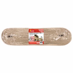 Веревка (канат) джутовая для рукоделия, декоративная, длина 100 м, d=6 мм, ОСТРОВ СОКРОВИЩ, 607952 - фото 11223469