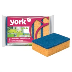 Губки для посуды 10х7,5х3 см, КОМПЛЕКТ 5 шт., MAXI, поролон с абразивным слоем, PREMIUM, YORK, 30300 - фото 11224382