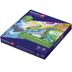 Краски акриловые для техники "Флюид Арт" (POURING PAINT), НАБОР 12 цветов по 22 мл, BRAUBERG ART CLASSIC, 192235 - фото 11230442