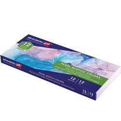 Краски акриловые художественные ПЕРЛАМУТРОВЫЕ, НАБОР 12 цветов в тубах по 12 мл, BRAUBERG ART CLASSIC, 192243 - фото 11230466