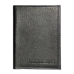 Обложка для автодокументов и паспорта натуральная кожа флоттер, "DOCUMENTS", черная, BRAUBERG 238193 - фото 11261324