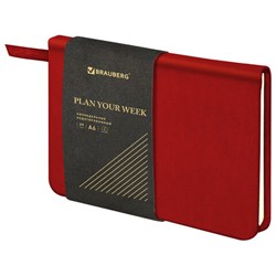Еженедельник недатированный МАЛЫЙ ФОРМАТ 95х155 мм, А6, BRAUBERG "Iguana", под кожу, 64 л., красный, 114481 - фото 11267479