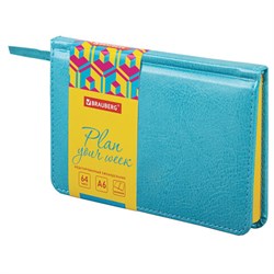 Еженедельник недатированный МАЛЫЙ ФОРМАТ 95х155 мм А6 BRAUBERG "Rainbow", под кожу, 64 л., бирюзовый, 114483 - фото 11267481