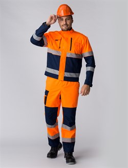 Костюм дорожник Сигнал-2 (тк.Балтекс,210) п/к, оранжевый/т.синий - фото 11294163
