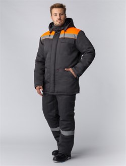 Костюм зимний Партнер NEW (тк.Смесовая,210) п/к, т.серый/оранжевый - фото 11294314