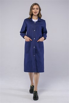 Халат женский рабочий (тк.Диагональ,195), т.синий - фото 11294320