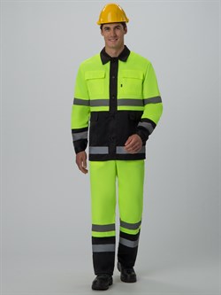 Костюм для дорожника (тк.Смесовая,210) п/к, лимонный/черный - фото 11294503