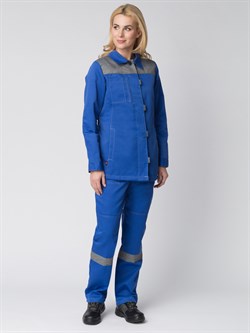 Костюм женский Веснис-1 СОП (тк.Смесовая,210) брюки, васильковый/серый - фото 11294664