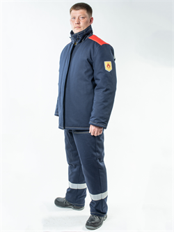 Костюм сварщика зимний 1 кл.защиты СОП (тк.Хлопок-ОП,350) РМ брюки, синий/красный - фото 11294735