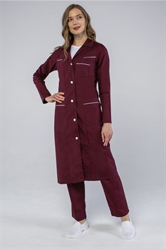 Халат женский Диана (тк.ТиСи), бордовый/белый - фото 11294750