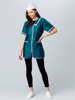 Халат женский на молнии короткий рукав (тк.Нейлон), зеленый - фото 11294819