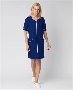 Халат женский Стелла (тк.ТиСи), т.синий/белый - фото 11294835