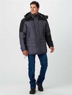 Куртка зимняя Премиум (тк.Мембрана), т.серый меланж/черный - фото 11294903