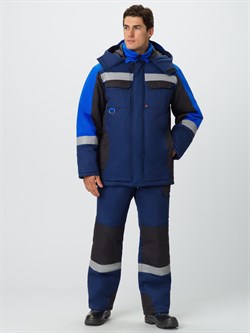 Костюм зимний Вектрон-2 СОП (тк.Смесовая,240) п/к, т.синий/черный/васильковый - фото 11294979
