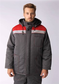 Куртка зимняя Экспертный-Люкс NEW (тк.Смесовая,210), т.серый/красный - фото 11295001