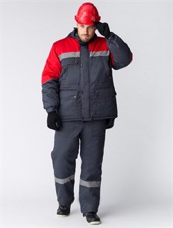 Костюм зимний Сибер СОП (тк.Балтекс,210) п/к, т.серый/красный - фото 11295114